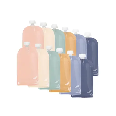 Set Pungi Jane Reutilizabile Pentru Hrana Bebelusi Jané 200Ml Inchidere Ermetica 12Buc. Multicolor