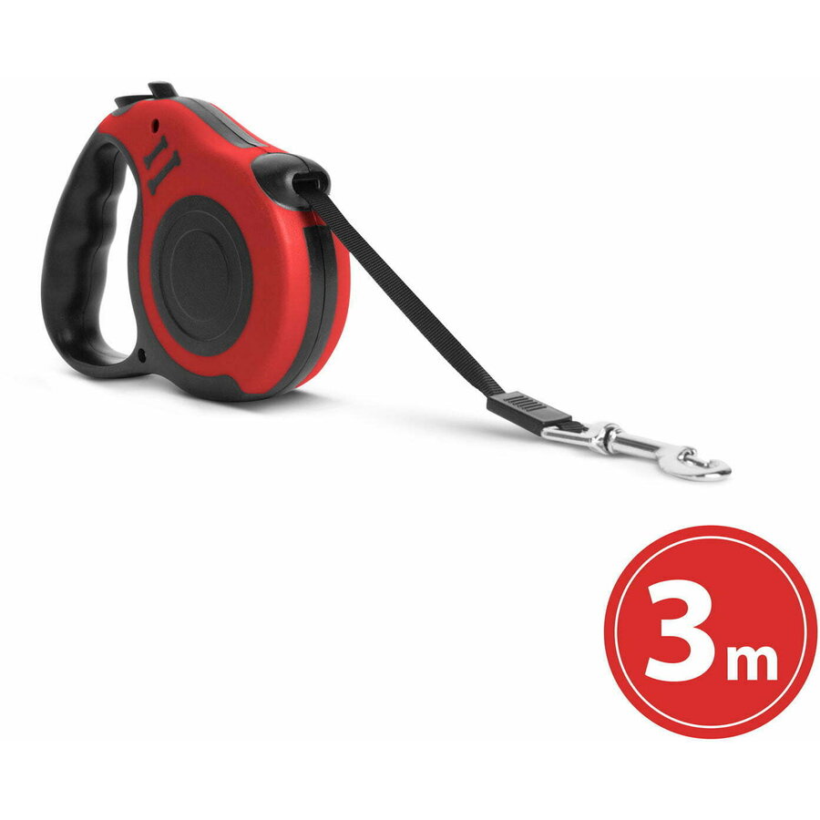 Lesă Retractabilă Automata pentru Câini Yummie 3m Sistem Frână Mâner Antiderapant Roșu