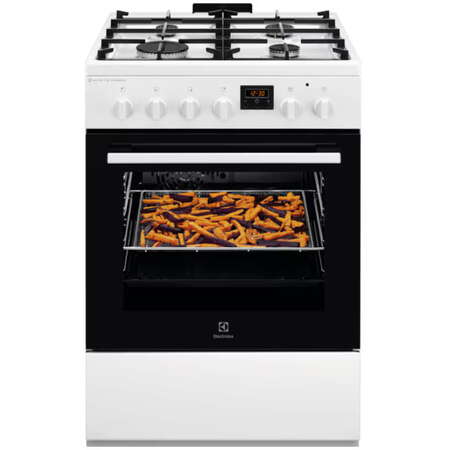Aragaz Electrolux LKK664220W 4 Arzătoare Cuptor Electric SteamBake AirFry Rotisor 60Cm Alb