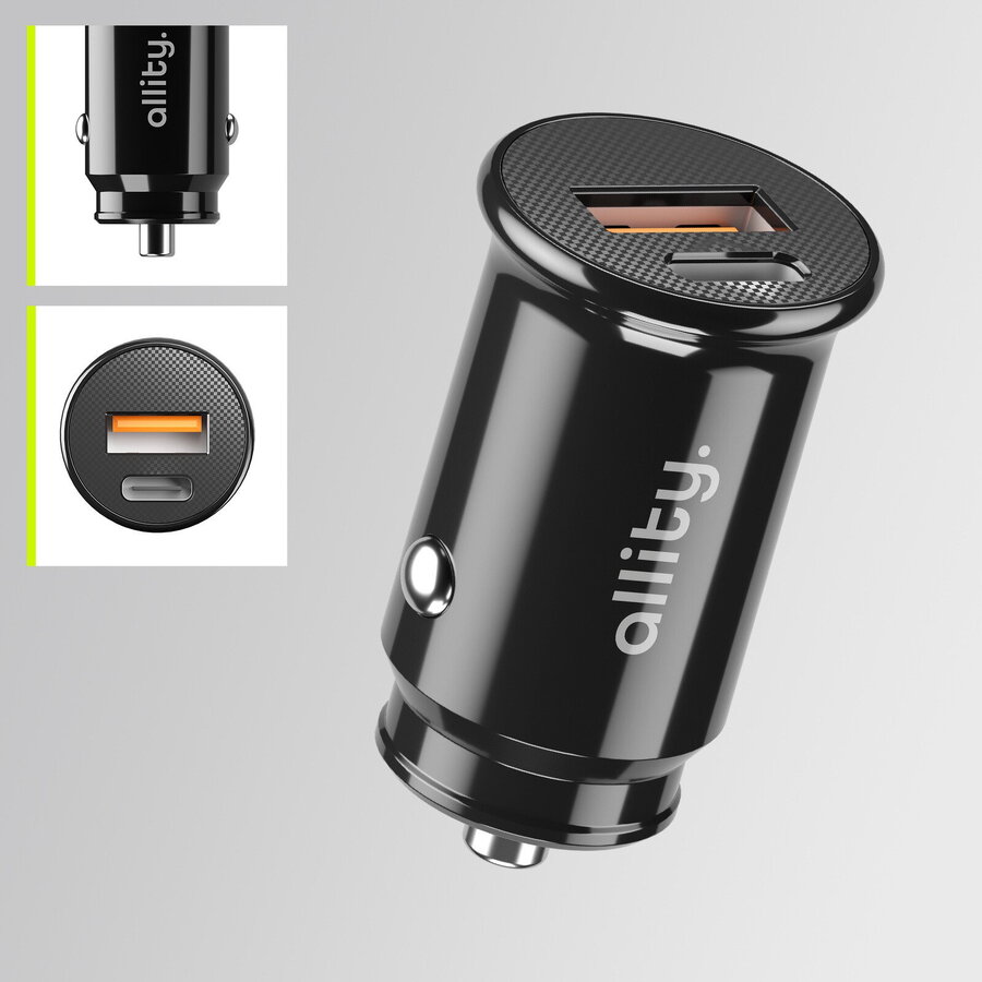 Incarcator Auto Allity ACC-100-30WAC 1x USB-C 1x USB-A 30W Negru — imaginea 5