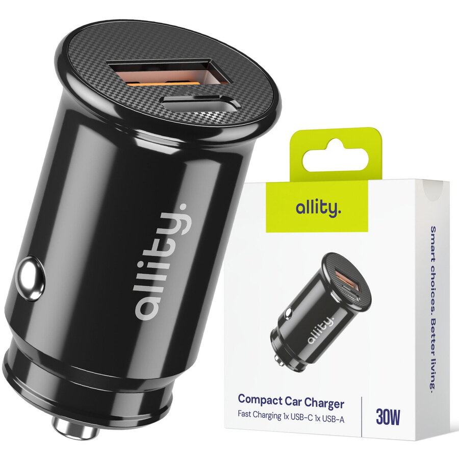 Incarcator Auto Allity ACC-100-30WAC 1x USB-C 1x USB-A 30W Negru — imaginea 4