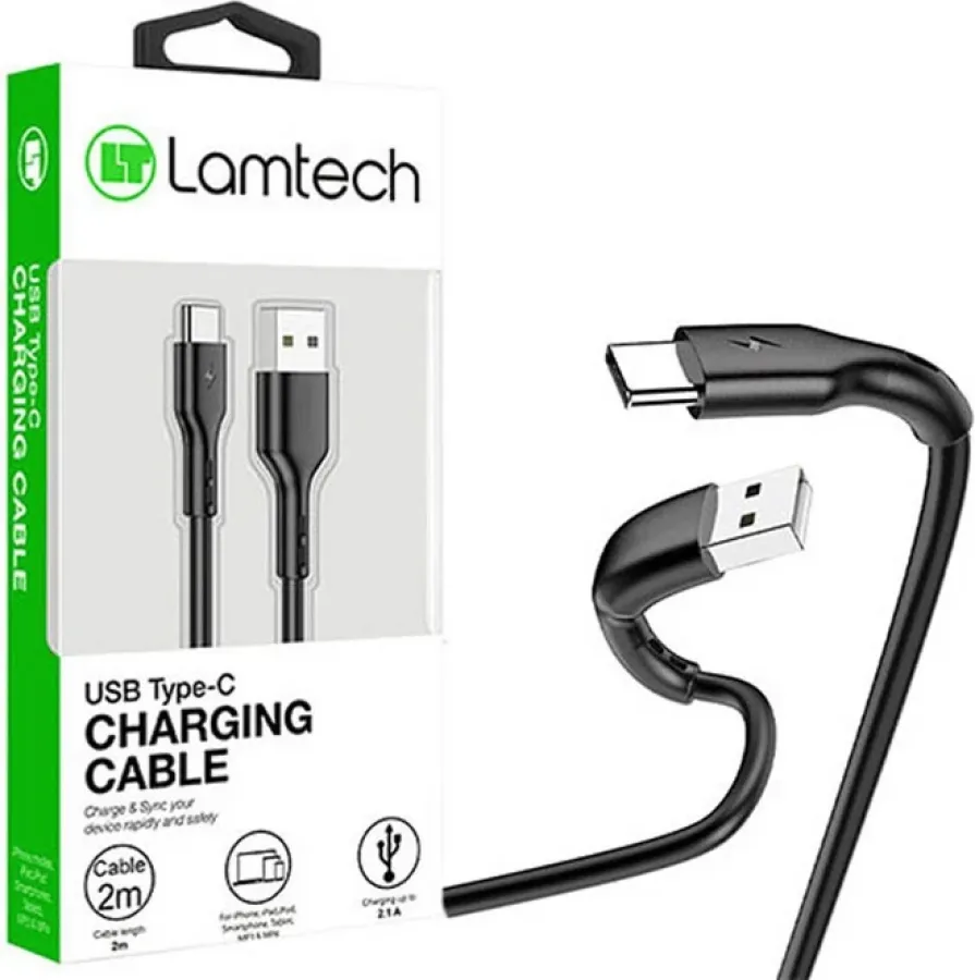 Cablu Date Și Încărcare Lamtech USB La Type-C 2.4A 2M Negru