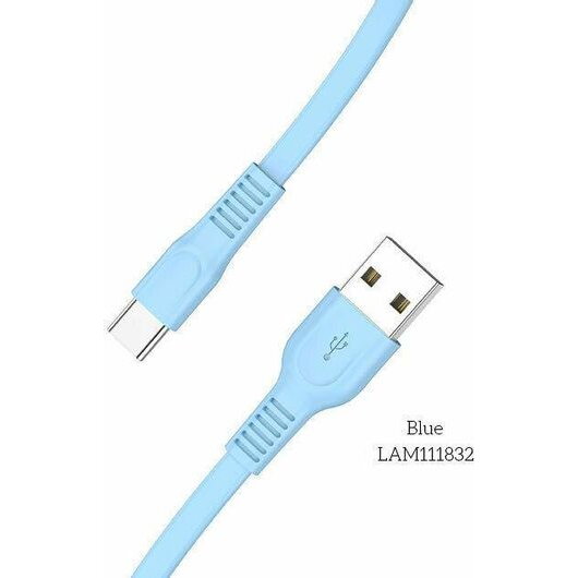 Cablu Date Și Încărcare Lamtech USB La Type-C Plat 3A 1M Albastru