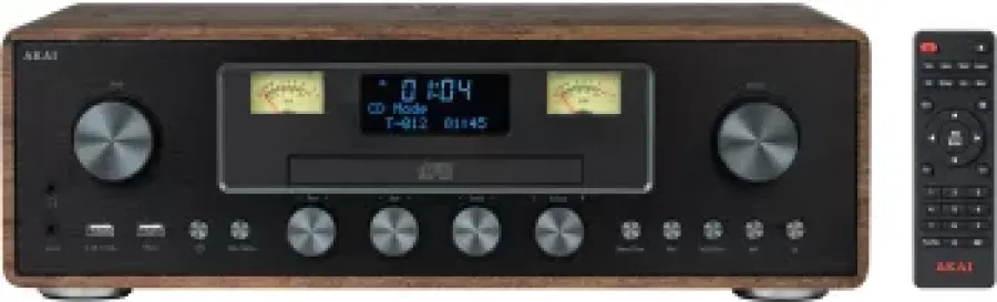 Microsistem Audio Akai AM-100 Rhapsody 30W Bluetooth CD-Player Radio FM Aux-In Maro