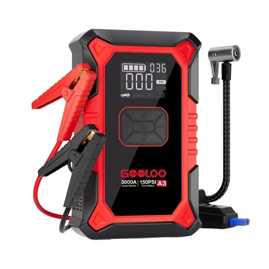 Redresor Auto Gooloo A3 2in1 cu Compresor Negru/Rosu