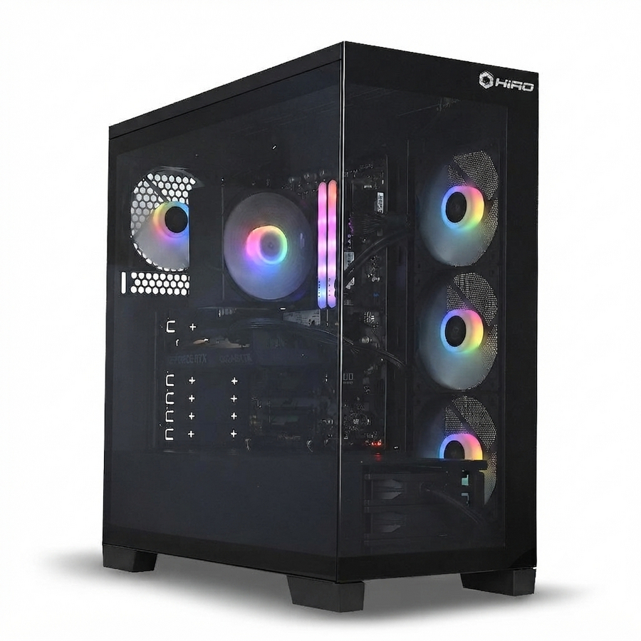 Sistem desktop HIRO Aurora AMD Ryzen 5 9600X 32GB 1TB SSD RTX 5070 WIFI Windows 11 Home Black