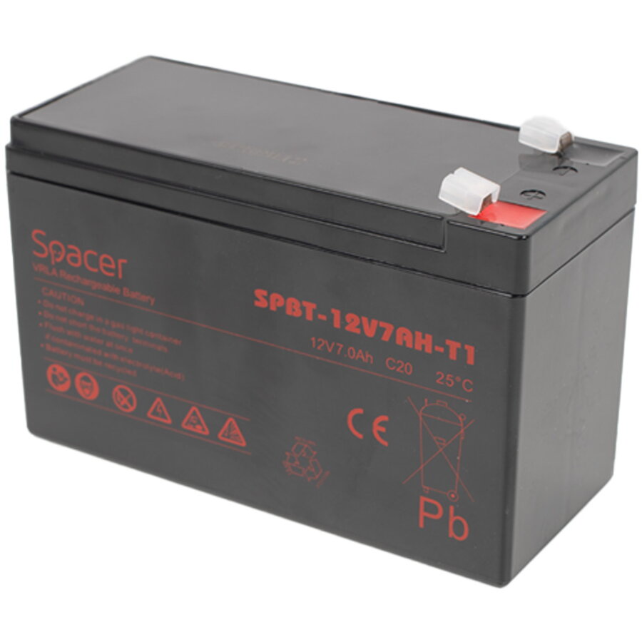 Acumulator UPS Spacer 12V/7Ah Terminal F1 Negru