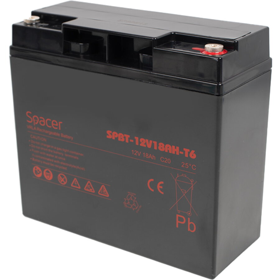 Acumulator UPS Spacer 12V/18Ah Terminal F1 Negru