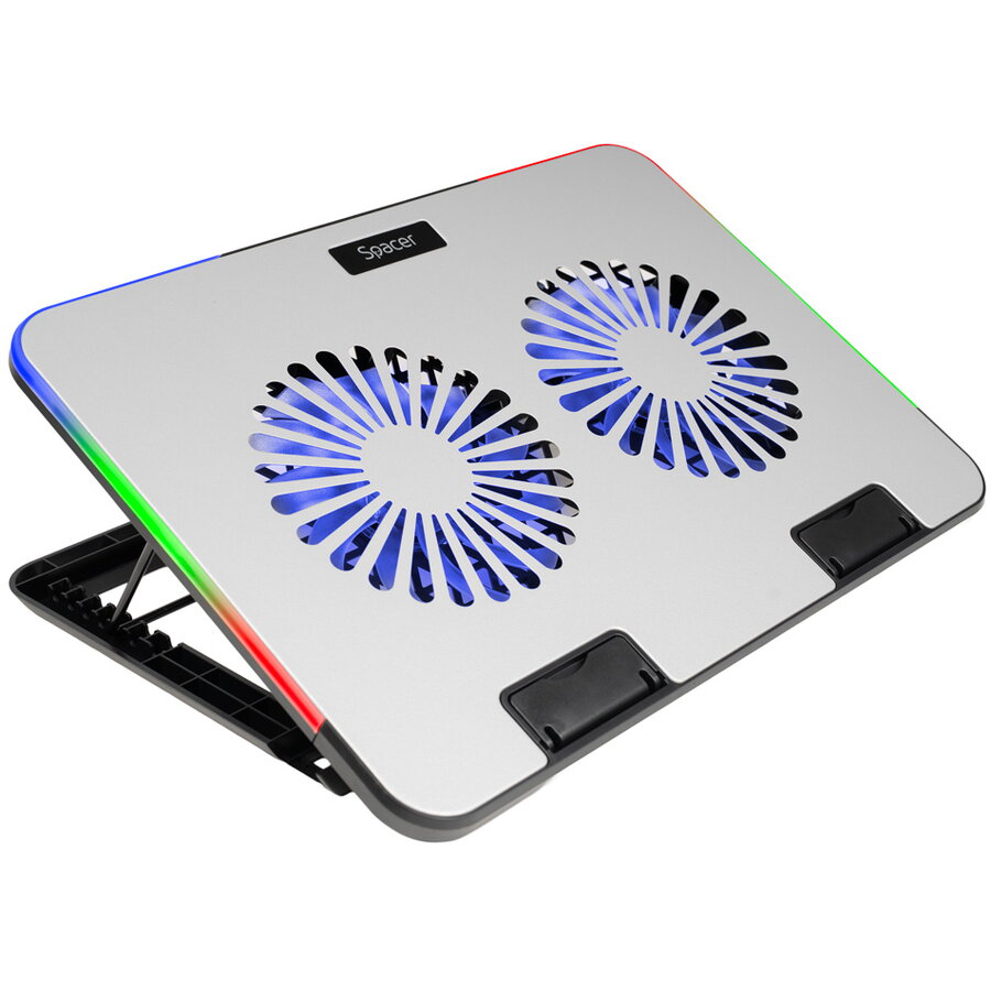 Stand Laptop Spacer SPNS-GAMING-2F-02 Argintiu