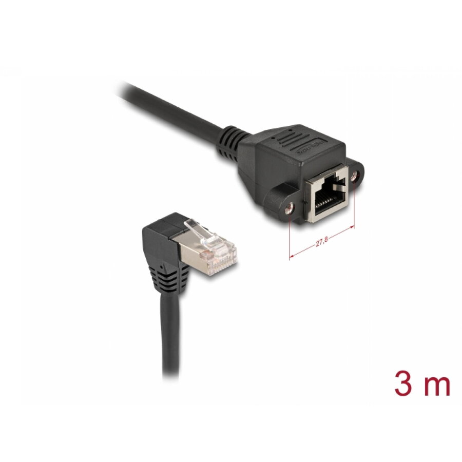 Cablu Prelungitor de Rețea Delock S/FTP Cat 6A 3m Negru