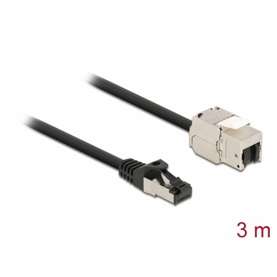 Cablu Prelungitor de Rețea Delock S/FTP Cat 6A 3m Negru