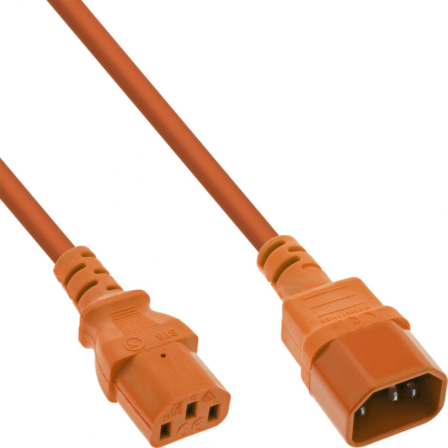 Cablu Prelungitor pentru Alimentare InLine C13 - C14 1m Portocaliu