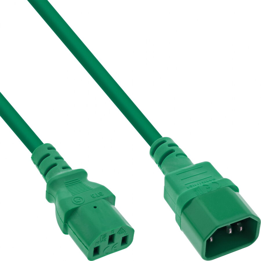 Cablu Prelungitor pentru Alimentare InLine C13 - C14 2m Verde