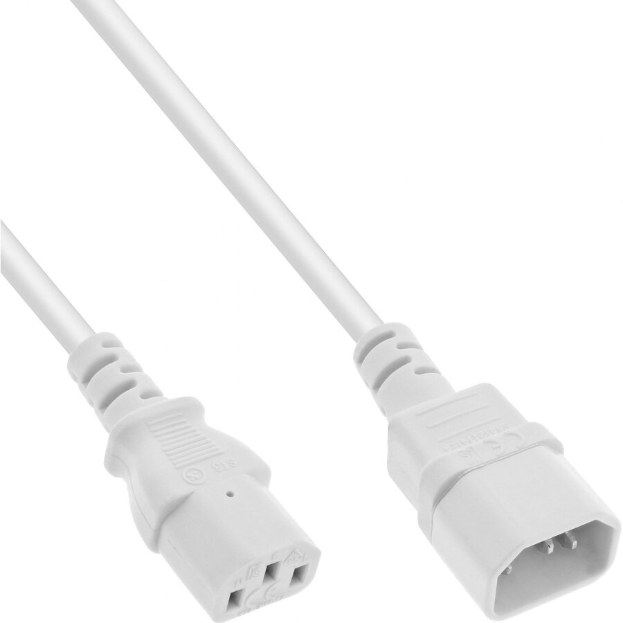 Cablu Prelungitor pentru Alimentare InLine C13 - C14 0.75m Alb