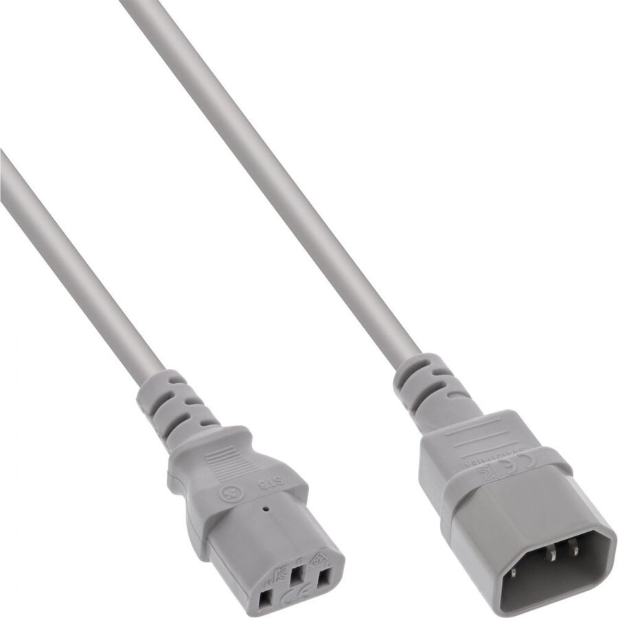 Cablu Prelungitor pentru Alimentare InLine C13 - C14 0.75m Gri