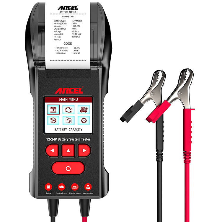 Tester de Baterii Auto ANCEL BST600 cu Imprimanta Încorporată Negru