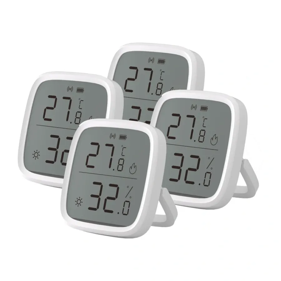 Pachet 4 Senzori Temperatura și Umiditate Sonoff SNZB-02D Tehnologie ZigBee Alb