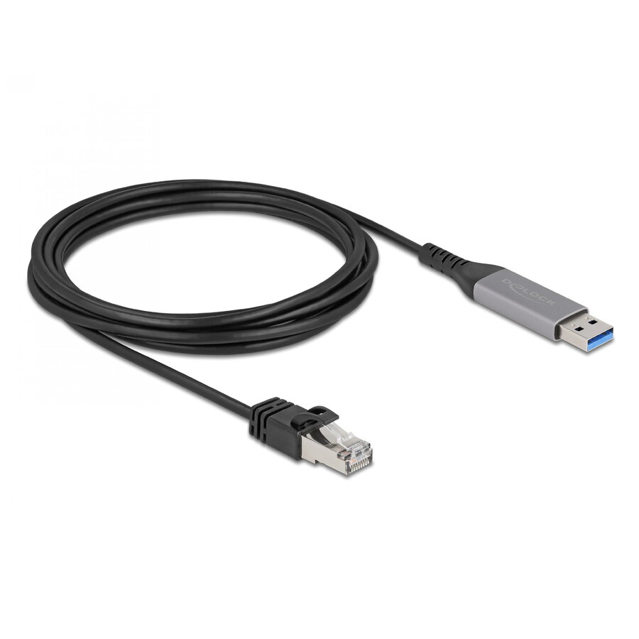 Cablu De Rețea Delock USB 3.1-A la RJ45 Gigabit LAN 3m Negru