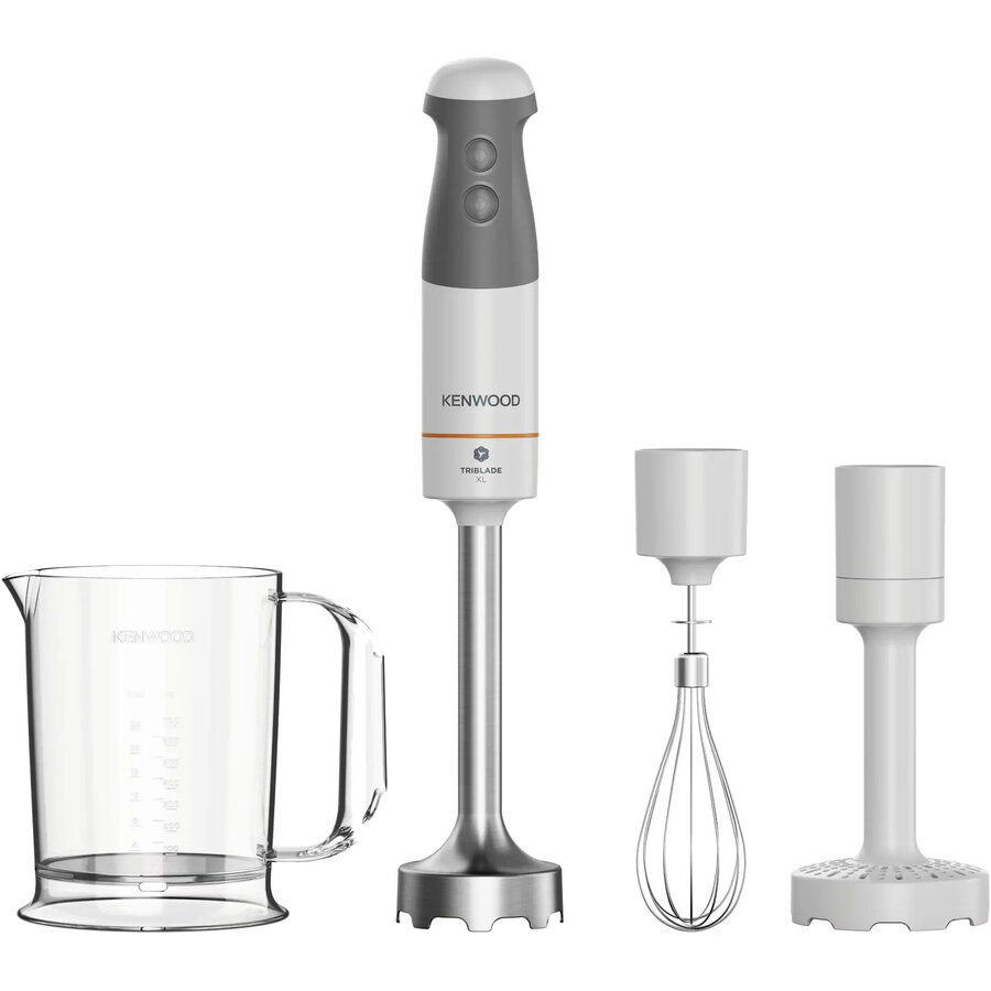 Mixer Vertical Kenwood Triblade XL HBM40.006WH Pahar Gradat 0.7L Accesoriu Piure Tel 2 Viteze Putere 850W Alb/Gri