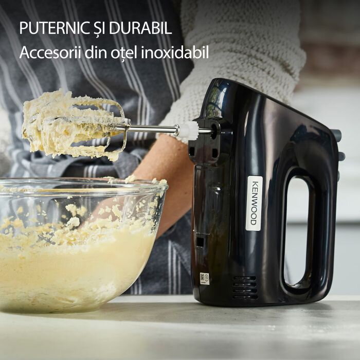 Mixer de Mână Kenwood HMP30.A0BK 5 Viteze + Turbo 2 Teluri 2 Cârlige Frământare 450W Negru — imaginea 4