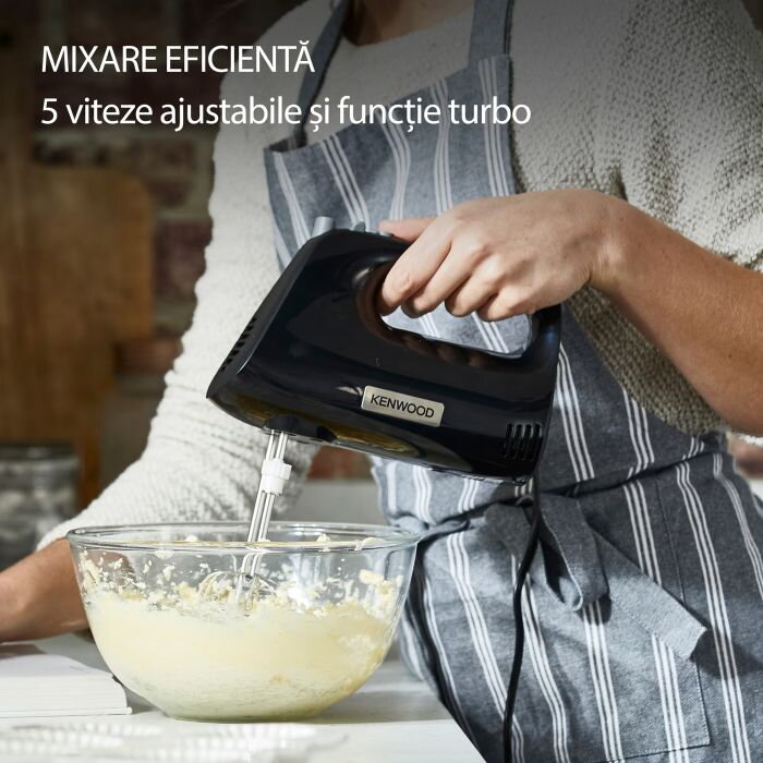 Mixer de Mână Kenwood HMP30.A0BK 5 Viteze + Turbo 2 Teluri 2 Cârlige Frământare 450W Negru — imaginea 5