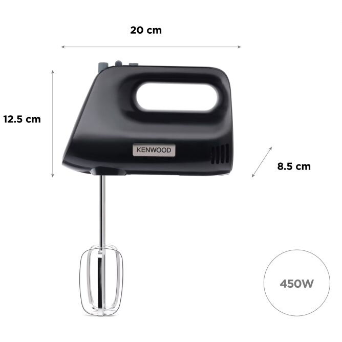 Mixer de Mână Kenwood HMP30.A0BK 5 Viteze + Turbo 2 Teluri 2 Cârlige Frământare 450W Negru — imaginea 6