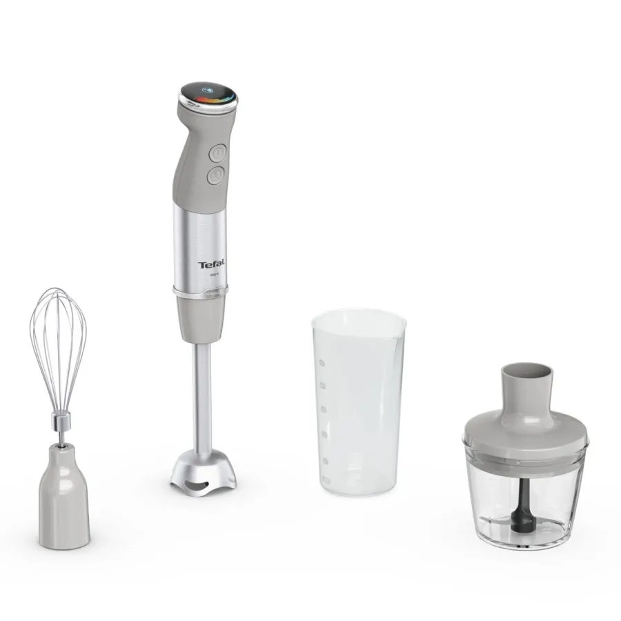 Blender Vertical Tefal Quickchef+ HB673B30 20 Viteze Funcție Turbo Tocător 0.5L Pahar Gradat 0.8L Tel Lame Powelix Picior Inox Putere 1000W Gri/Argintiu — imaginea 3