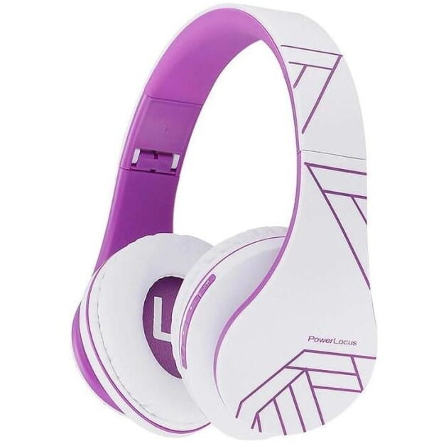 Căști PowerLocus P2 Wireless Bluetooth/MicroSD/FM Radio Headphones White and Purple