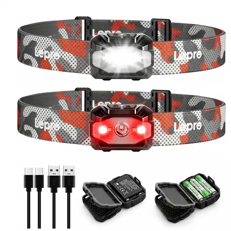 Set 2 Lanterne Frontale LEPRO 320023-2 Maxim 300 Lumeni Baterie Reîncărcabilă 800mAh USB-C IPX4 Multicolor