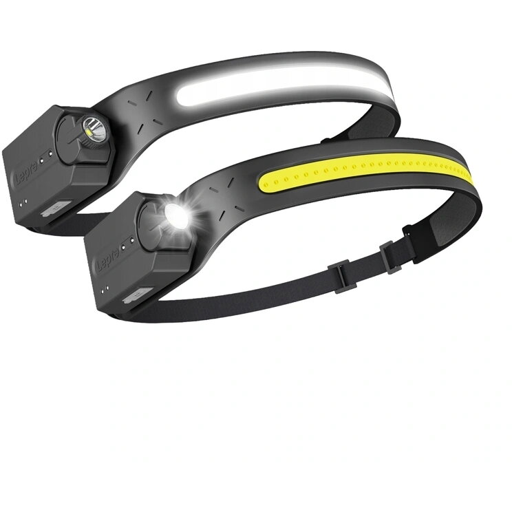 Set 2 Lanterne Frontale LEPRO 320019-2 LED Maxim 350 Lumeni Acumulator 1200mAh Încărcare USB-C IP44 Negru