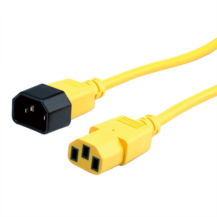 Cablu Prelungitor pentru Alimentare Roline C14 - C13 0.8m Galben