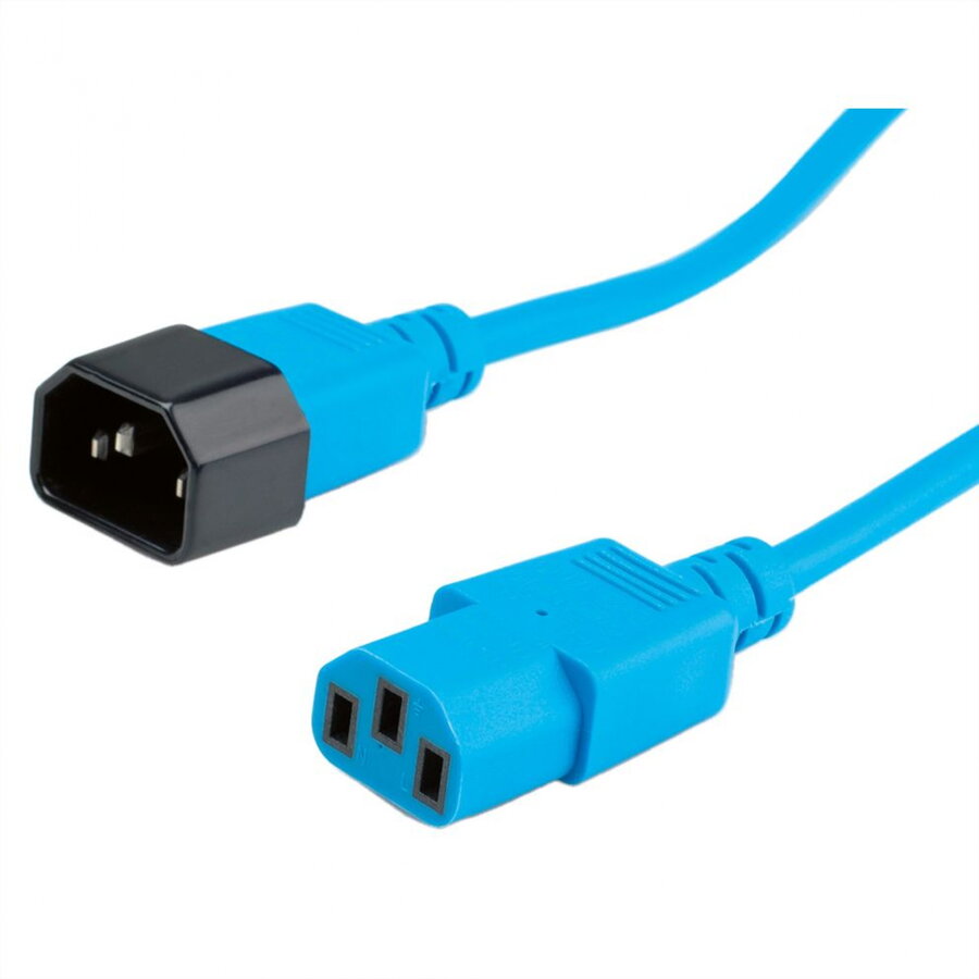 Cablu Prelungitor pentru Alimentare Roline C14 - C13 0.8m Albastru
