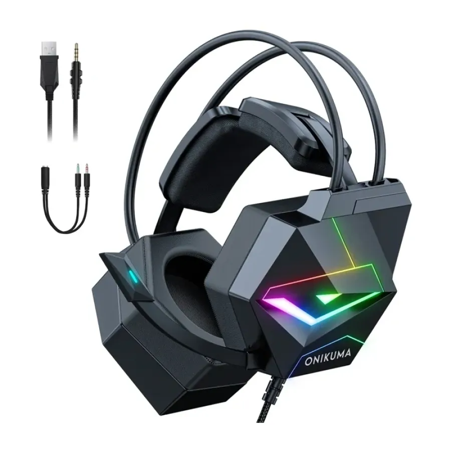Căști Gaming cu Fir Onikuma X20 Microfon Iluminare RGB Negru