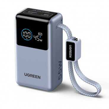 Baterie Externă Ugreen Nexode Pro PB727 (75701B) 10000mAh 55W QC + PD 1 x USB-A - 2 x USB-C Gri