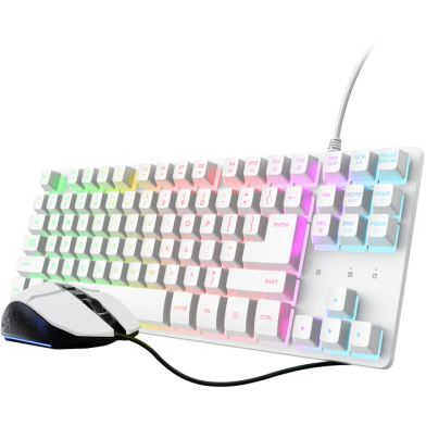 Kit Tastatura și Mouse Trust GXT 798TW 2-in-1 USB Mouse Optic RGB LED Alb