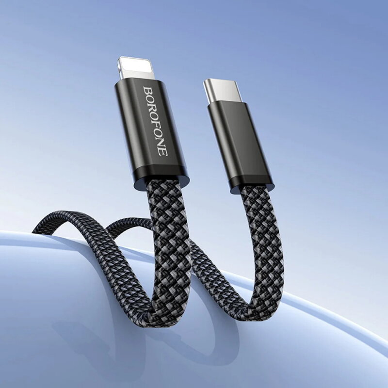 Cablu Date și Încărcare Borofone USB-C - USB-C BX124 Peace 30W 1m Negru — imaginea 3