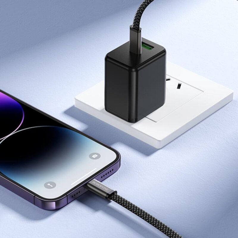 Cablu Date și Încărcare Borofone USB-C - USB-C BX124 Peace 30W 1m Negru — imaginea 4