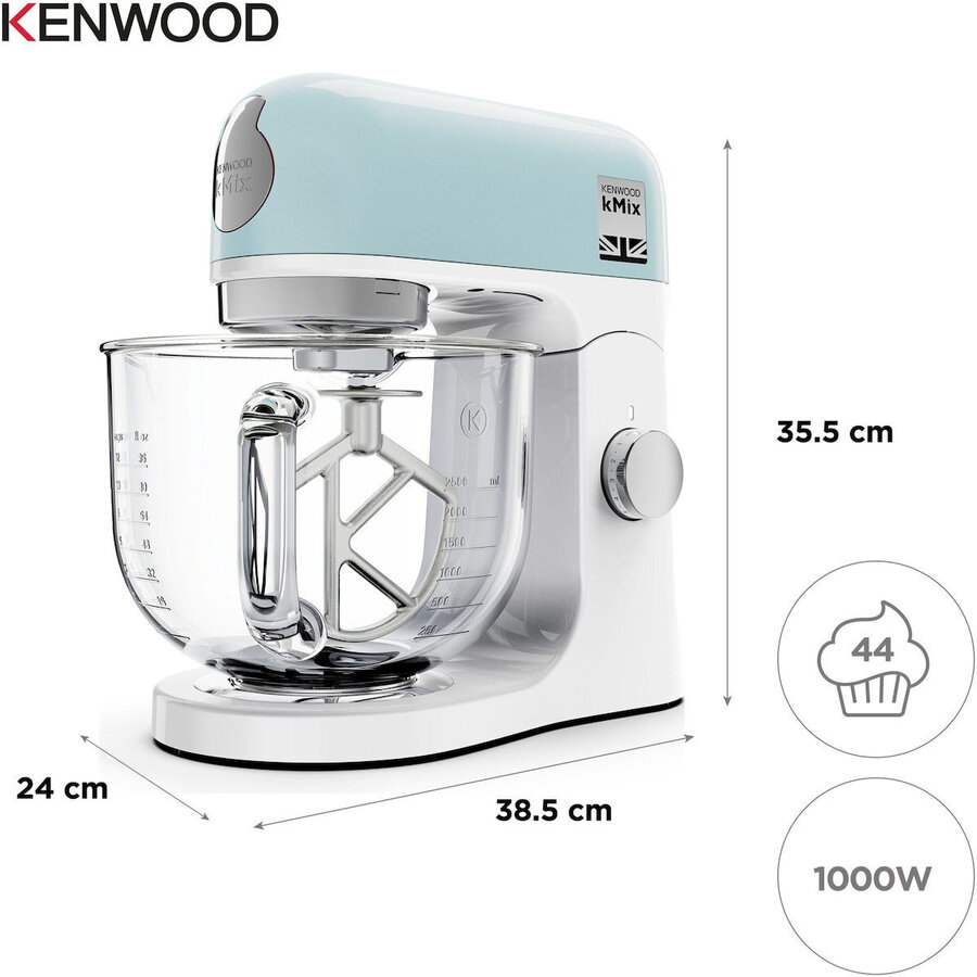Robot de Bucătărie Kenwood kMix KMX754.PB Vas Sticlă 5L 1000W Albastru Pastel — imaginea 6