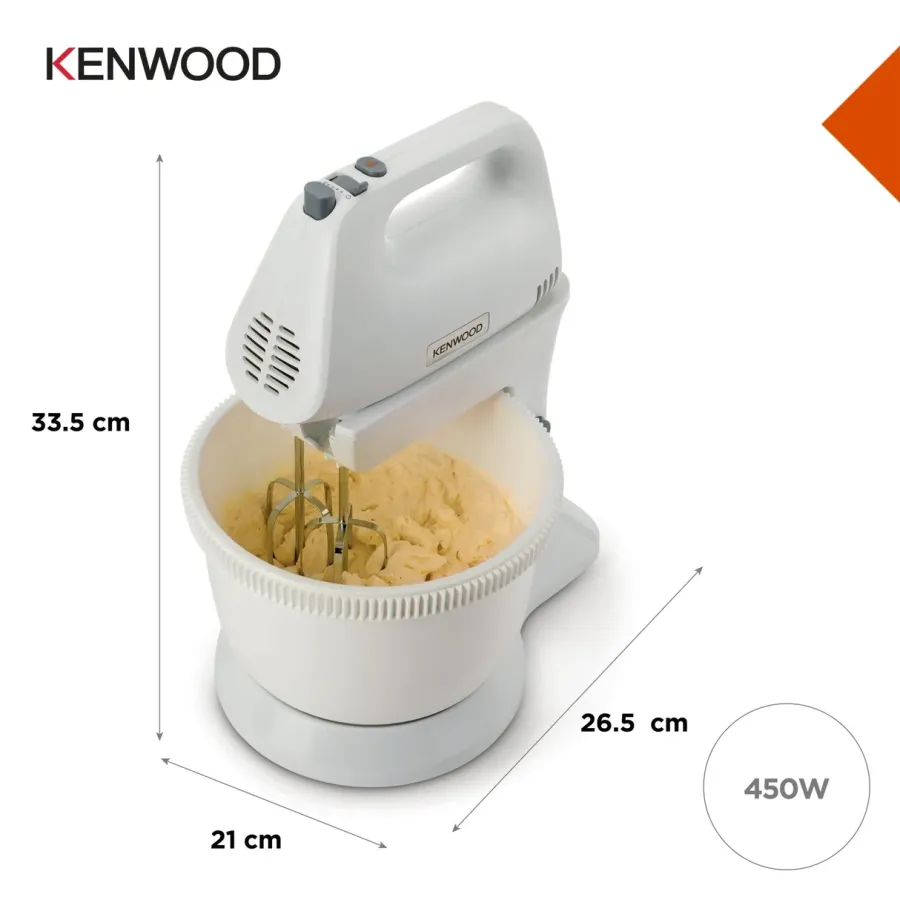 Mixer de Mână Kenwood Chefette Lite HMP32.A0WH Capacitate Bol 3.4L 5 Viteze + Turbo 450W Alb — imaginea 5