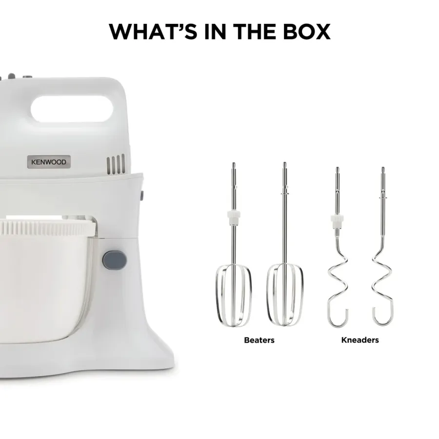 Mixer de Mână Kenwood Chefette Lite HMP32.A0WH Capacitate Bol 3.4L 5 Viteze + Turbo 450W Alb — imaginea 6