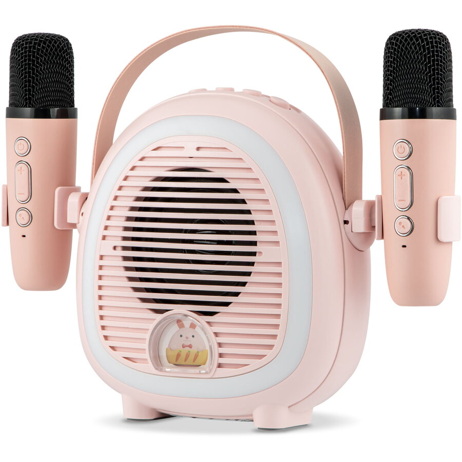 Boxa Portabilă ElectroMures EM 1040A Karaoke cu Bluethooth și Microfoane pentru Copii Roz