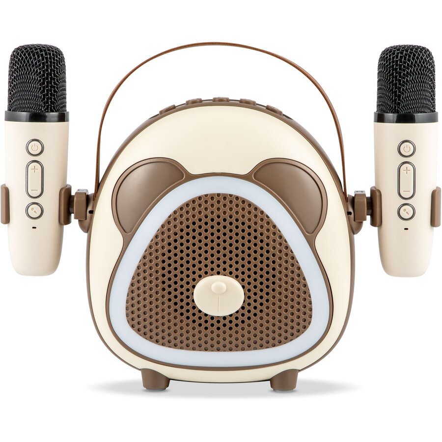 Boxa Portabilă ElectroMures EM 1040C Karaoke cu Bluethooth și Microfoane pentru Copii Maro