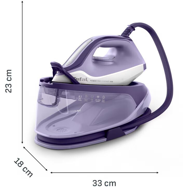 Statie De Călcat Tefal Power Pro Compact SV6211E0 2400W 370G/Min 1.7L Ceramic Xpress Glide Mod Eco Abur Vertical Anticalcar Alb/Violet — imaginea 3