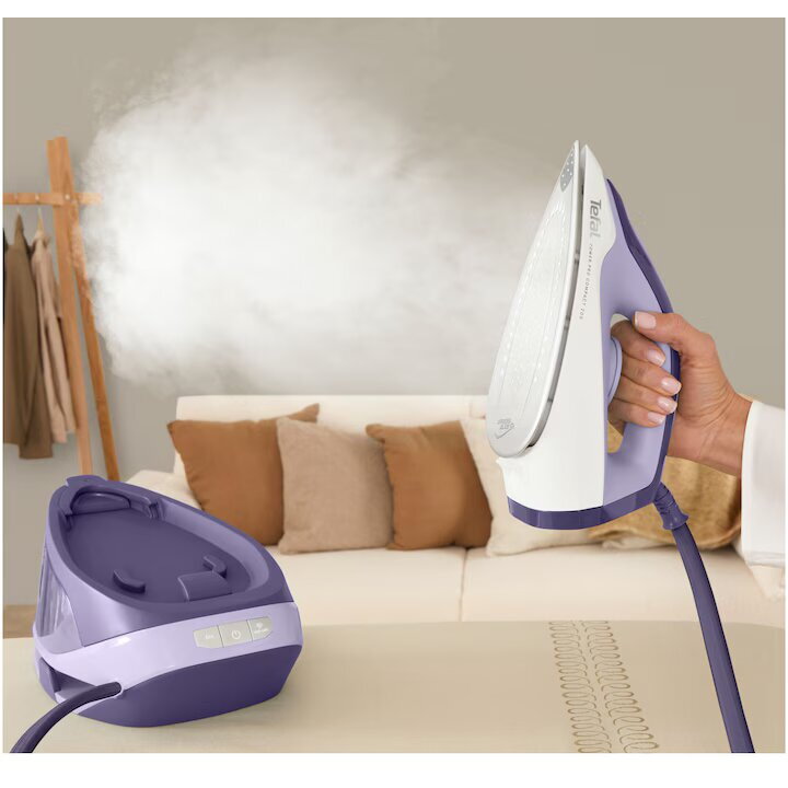 Statie De Călcat Tefal Power Pro Compact SV6211E0 2400W 370G/Min 1.7L Ceramic Xpress Glide Mod Eco Abur Vertical Anticalcar Alb/Violet — imaginea 6