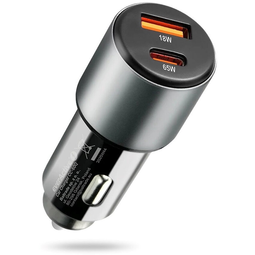 Incarcator EverActive CC-60Q USB QC3.0 + USB-C PD 83W Negru