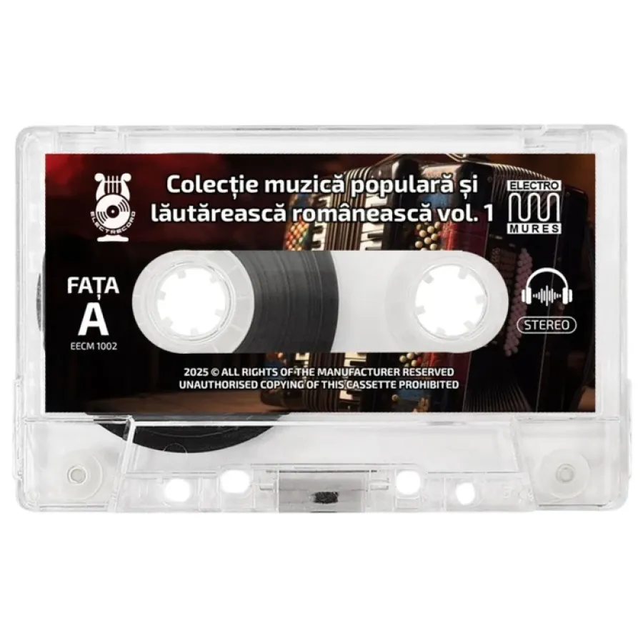 Caseta Audio EECM 1002 Colecție Muzica Populară și Lautareasca Romaneasca Vol 1 Produsă de Electromures și Electrecord