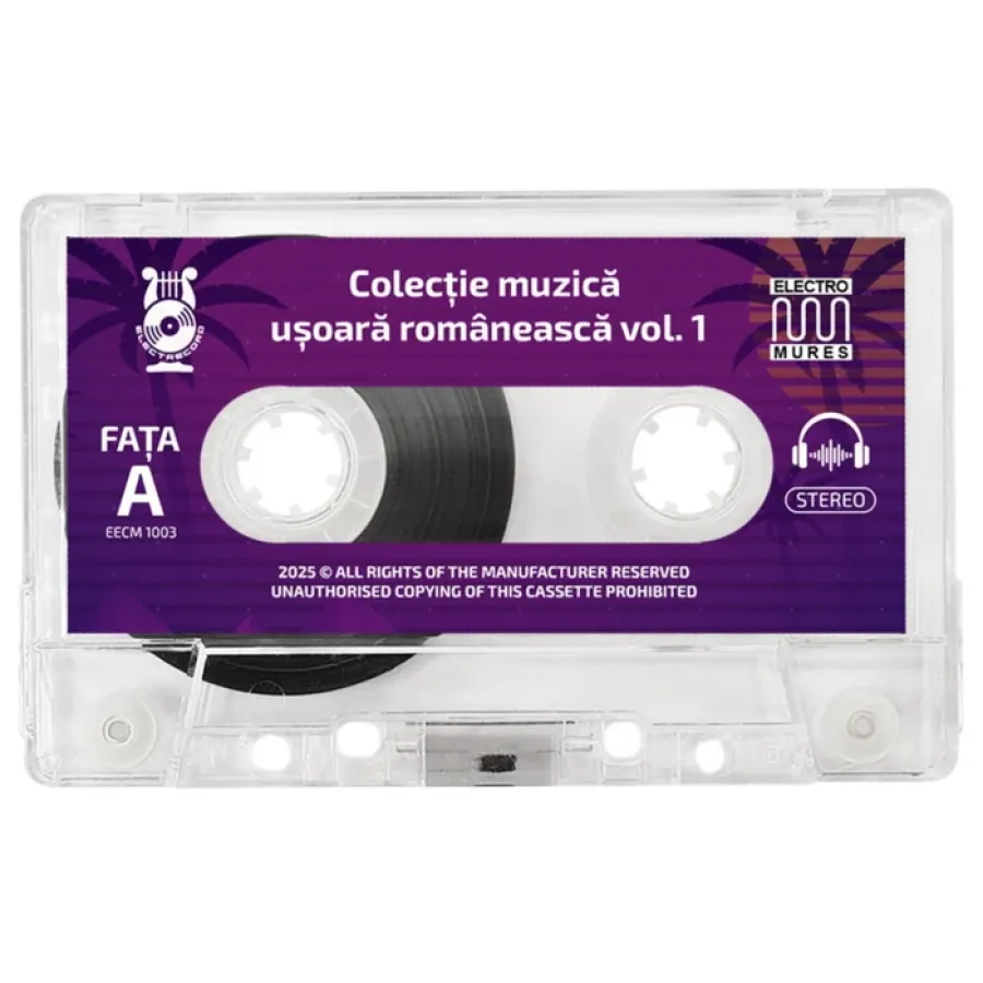 Caseta Audio EECM 1003 Colecție Muzica Ușoară Romaneasca Vol 1 Produsă de Electromures și Electrecord
