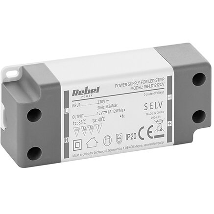 Rebel ALIMENTATOR BANDA LED IP20 12V 1A 12W