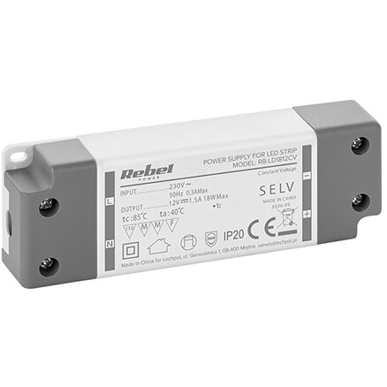 Rebel ALIMENTATOR BANDA LED IP20 12V 1.5A 18W