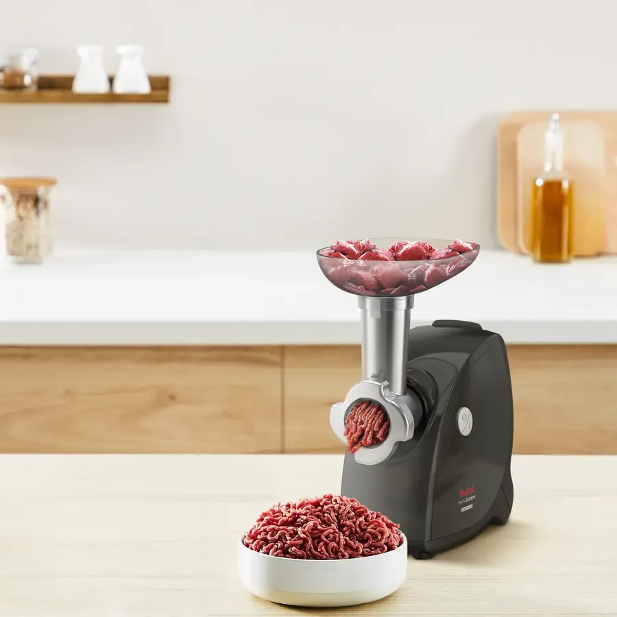 Mașina de Tocat Tefal HV4 NE477838 Capacitate 2.3Kg/Min 3 Site Inox 3 Conuri pentru Razuit Accesoriu Cârnați / Suc de Roșii / Kebbe 2000W Negru — imaginea 4